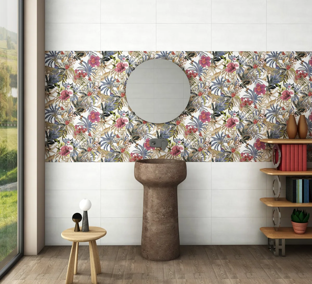 Exotica Foliage Blanco, designer wall tile for bathroom